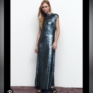 Zara Long Sequence Dress Size Small New